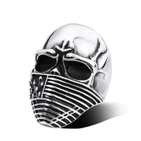 American Flag Skull Ring-BLACK-316 Stainless Steel Ring-Wild Saints Co.