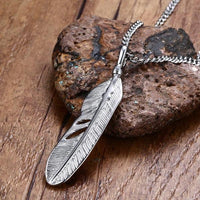 Angel Feather Pendant Necklace-316 Stainless Steel Necklace-Wild Saints Co.
