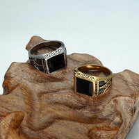 Black Stone Freemason Ring-316 Stainless Steel Ring-Wild Saints Co.