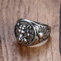 Carved Lion Head Ring-316 Stainless Steel Ring-Wild Saints Co.