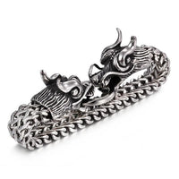 Double Dragon Head Bracelet-316 Stainless Steel Bracelet-Wild Saints Co.
