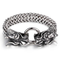 Double Dragon Head Bracelet-316 Stainless Steel Bracelet-Wild Saints Co.