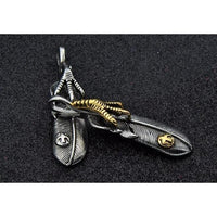 Eagle Claw Feather Pendant Necklace-316 Stainless Steel Necklace-Wild Saints Co.
