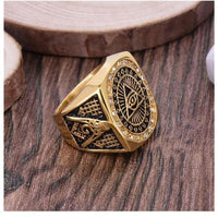 Freemasonry Gold Pyramid Eye Ring-Wild Saints Co.