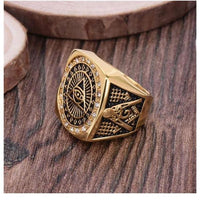 Freemasonry Gold Pyramid Eye Ring-Wild Saints Co.