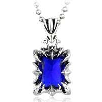 Gemstone Pendant Necklace-BLUE-316 Stainless Steel Necklace-Wild Saints Co.