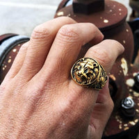 Gold Lion Head Ring-316 Stainless Steel Ring-Wild Saints Co.