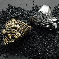 Indians Chief Skeleton Skull Ring-316 Stainless Steel Ring-Wild Saints Co.