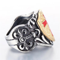 Knights Templar Retro Cross Shield Ring-316 Stainless Steel Ring-Wild Saints Co.