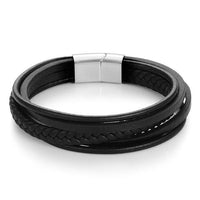 Leather Braided Rope Bracelet-BLACK/STEEL-Leather Bracelet-Wild Saints Co.