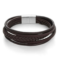Leather Braided Rope Bracelet-BROWN/STEEL-Leather Bracelet-Wild Saints Co.