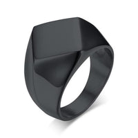 Quadrangle Flat-Top Signet Ring-BLACK-316 Stainless Steel Ring-Wild Saints Co.