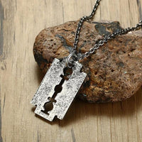 Razor Blade Pendant Necklace-316 Stainless Steel Necklace-Wild Saints Co.
