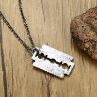 Razor Blade Pendant Necklace-316 Stainless Steel Necklace-Wild Saints Co.