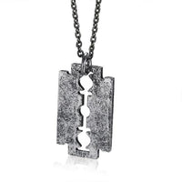 Razor Blade Pendant Necklace-316 Stainless Steel Necklace-Wild Saints Co.