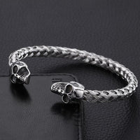 Skull Braided Steel Bracelet-316 Stainless Steel Bracelet-Wild Saints Co.