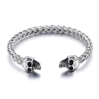 Skull Braided Steel Bracelet-316 Stainless Steel Bracelet-Wild Saints Co.