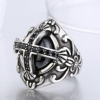 Steel Knight Cross Ring-11-316 Stainless Steel Ring-Wild Saints Co.