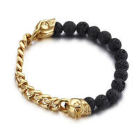 Steel & Stone Skull Bracelet-316 Stainless Steel Bracelet-Wild Saints Co.