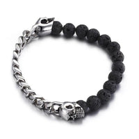 Steel & Stone Skull Bracelet-316 Stainless Steel Bracelet-Wild Saints Co.