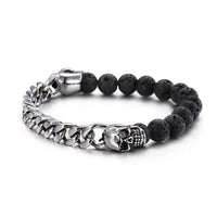 Steel & Stone Skull Bracelet-STEEL-316 Stainless Steel Bracelet-Wild Saints Co.