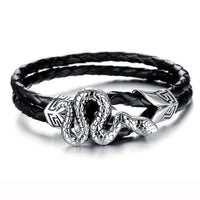 Textured Leather Serpent Bracelet-Leather Bracelet-Wild Saints Co.