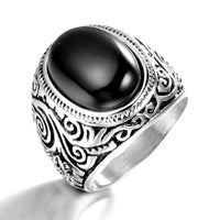 Tribal Stone Ring-BLACK-316 Stainless Steel Ring-Wild Saints Co.
