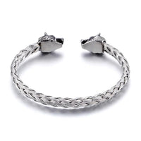 Wolf Head Braided Steel Bracelet-316 Stainless Steel Bracelet-Wild Saints Co.