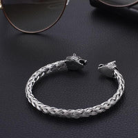 Wolf Head Braided Steel Bracelet-316 Stainless Steel Bracelet-Wild Saints Co.
