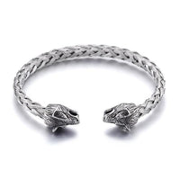Wolf Head Braided Steel Bracelet-316 Stainless Steel Bracelet-Wild Saints Co.