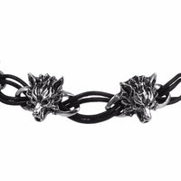 Wolf Heads Leather Bracelet-Leather Bracelet-Wild Saints Co.