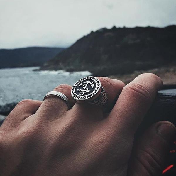 Anchor Signet Ring-316 Stainless Steel Ring-Wild Saints Co.