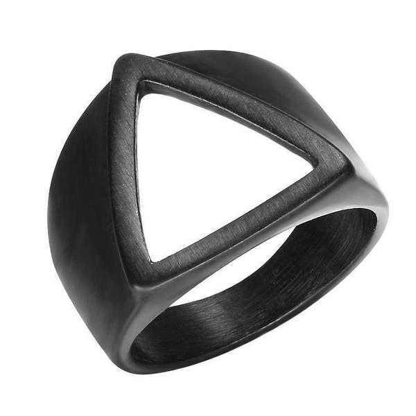 Ancient Triangle Ring-BLACK-316 Stainless Steel Ring-Wild Saints Co.