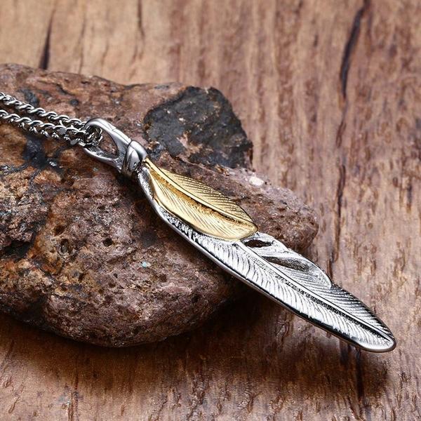 Angel Feather Pendant Necklace-316 Stainless Steel Necklace-Wild Saints Co.