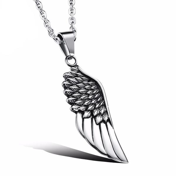 Angel Wing Pendant Necklace-316 Stainless Steel Necklace-Wild Saints Co.