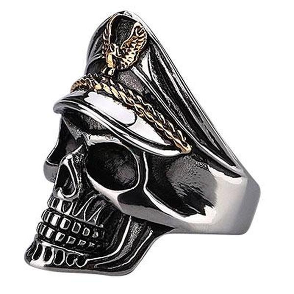 Army Officer Skull Ring-10-316 Stainless Steel Ring-Wild Saints Co.