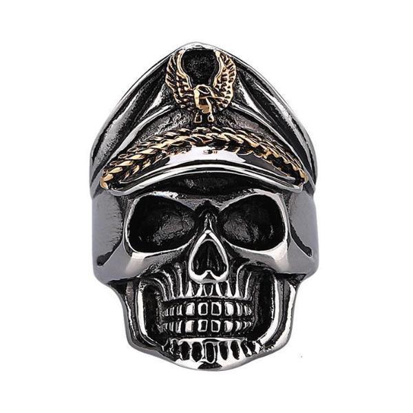 Army Officer Skull Ring-316 Stainless Steel Ring-Wild Saints Co.
