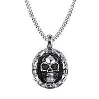 Bike Chain Skull Pendant Necklace-316 Stainless Steel Necklace-Wild Saints Co.