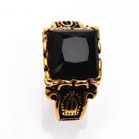 Black & Gold Stone Ring-316 Stainless Steel Ring-Wild Saints Co.