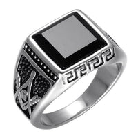 Black Stone Freemason Ring-STEEL-316 Stainless Steel Ring-Wild Saints Co.