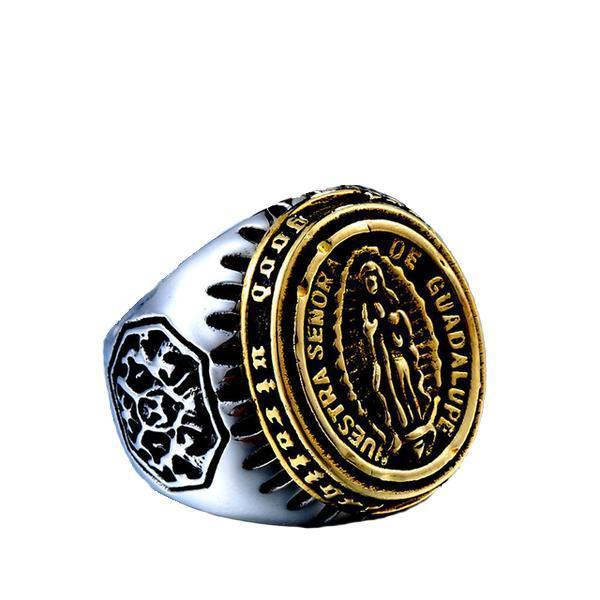 Blessed Virgin Mary Ring-GOLD-316 Stainless Steel Ring-Wild Saints Co.
