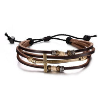 Brass Cross Multilayer Lucky Bracelet-Leather Bracelet-Wild Saints Co.