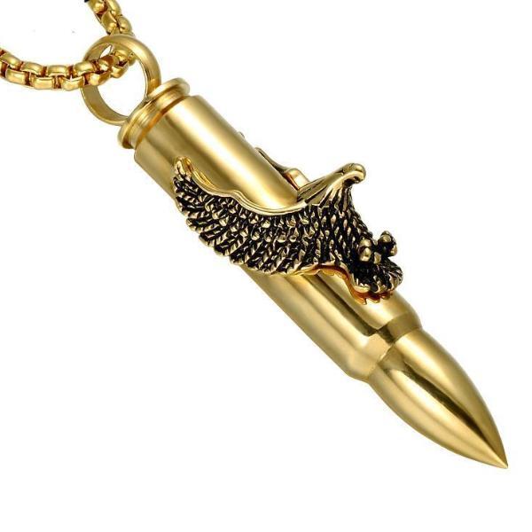 Bullet Eagle Pendant Necklace-BLACK & GOLD-316 Stainless Steel Necklace-Wild Saints Co.
