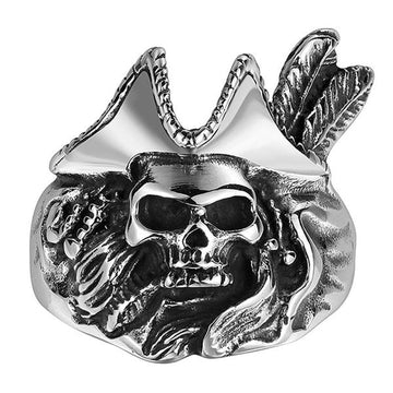 Captain Pirate Skull Ring-7-316 Stainless Steel Ring-Wild Saints Co.