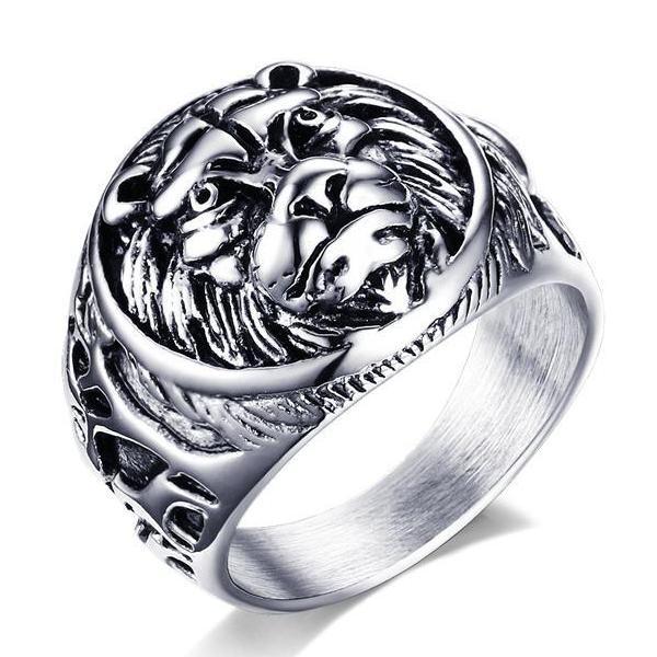 Carved Lion Head Ring-8-316 Stainless Steel Ring-Wild Saints Co.