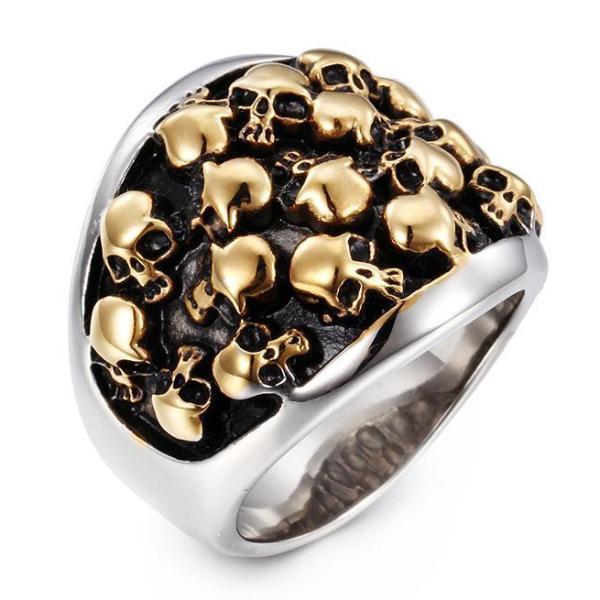 Catacombs Skull Ring-GOLD-316 Stainless Steel Ring-Wild Saints Co.