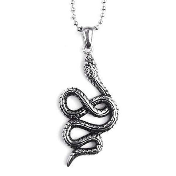 Coiled Serpent Snake Necklace-316 Stainless Steel Necklace-Wild Saints Co.