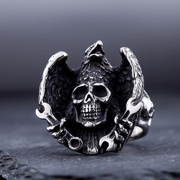 Crow Skull Ring-316 Stainless Steel Ring-Wild Saints Co.
