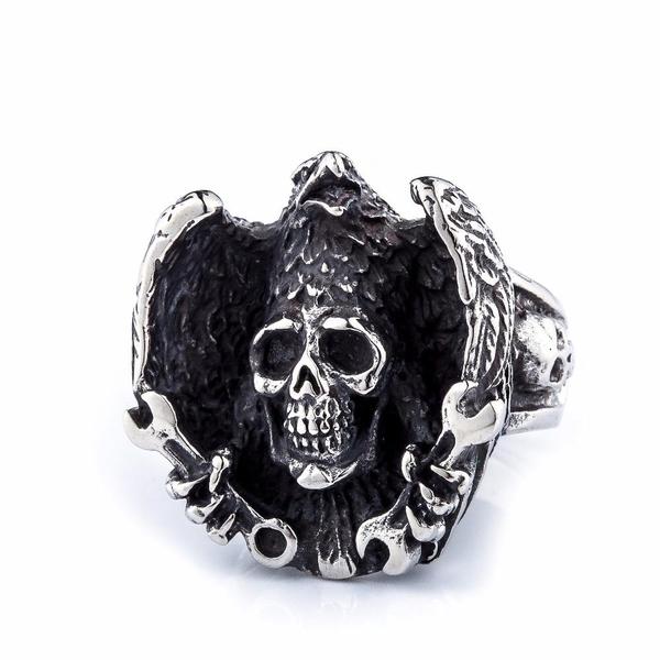 Crow Skull Ring-7-316 Stainless Steel Ring-Wild Saints Co.
