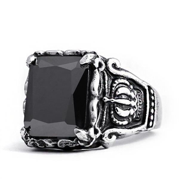 Crown & Gem Ring-BLACK-316 Stainless Steel Ring-Wild Saints Co.